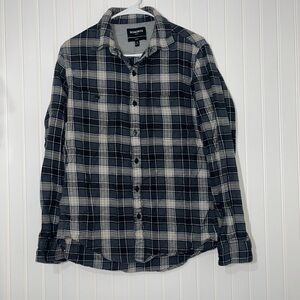 Bonobos stretch slim fit size medium mens gray long sleeve flannel